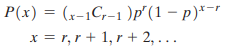 The negative binomial probability distribution can be used to compute the probability -1