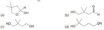 87. What is the major product of this reaction?
88. Which compounds will react with each other in the presence of catalytic acid to give CH3CH2CO2C(CH3)3 via a Fischer esterification process?
89. Which of the following structures is not an intermediate in the mechanism of this reaction?