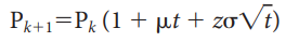 A European call option gives a person the right to buy a particular stock at a given price (the strike price) on a specific date in the future (the expiration date). This type of call option is typically sold at the net present value of the expected value of the option on its expiration date. Suppose you own a call option with a strike price of $54. If the stock is worth $59 on the expiration date, you would exercise your option and buy the stock, making a $5 profit. On the other hand, if the stock is worth $47 on the expiration date, you would not exercise your option and make $0 profit. Researchers have suggested the following model for simulating the movement of stock prices:
Suppose a stock has an initial price (P0) of $80, an expected annual growth rate (n) of 15%, and a standard deviation (s) of 25%.
a. Create a spreadsheet model to simulate this stock’s price behavior for the next 13 weeks (note t 5 1/52 because the time period is weekly).
b. Suppose you are interested in purchasing a call option with a strike price of $75 and an expiration date at week 13. On average, how much profit would you earn with this option?
c. Assume a risk-free discount rate is 6%. How much should you be willing to pay for this option today? (Hint: Use Excel’s NPV function.)
d. If you purchase the option, what is the probability that you will make a profit?