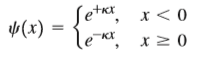 A fellow student proposes that a possible wave function for a free particle with mass m (one for which the potential energy function U(x) is zero) is
where κ is a positive constant.
a. Graph this proposed wave function.
b. Show that the proposed wave function satisfies the Schrödinger equation for x < 0 if the energy is E = -U2 κ 2/2m— that is, if the energy of the particle is negative.
c. Show that the proposed wave function also satisfies the Schrödinger equation for x ≥ 0 with the same energy as in part (b).
d. Explain why the proposed wave function is nonetheless not an acceptable solution of the Schrödinger equation for a free particle. (Hint: What is the behavior of the function at x = 0?) It is in fact impossible for a free particle (one for which U(x)= 0) to have an energy less than zero.