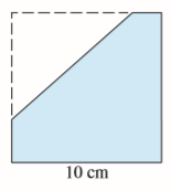 A triangle with area 30 cm2 is cut from a corner of a square with side 10 cm, as shown in the figure. If the centroid of the remaining region is 4 cm from the right side of the square, how far is it from the bottom of the square?