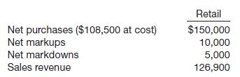 Amiras Corporation began operations on January 1, 2014, with a beginning inventory of $30,100 at cost and $50,000 at retail. The following information relates to 2014.
Instructions
(a) Assume Amiras decided to adopt the conventional retail method. Compute the ending inventory to be reported in the balance sheet.
(b) Assume instead that Amiras decides to adopt the dollar-value LIFO retail method. The appropriate price indexes are 100 at January 1 and 110 at December 31. Compute the ending inventory to be reported in the balance sheet.
(c) On the basis of the information in part (b), compute cost of goods sold.