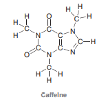 Below is the structure of caffeine, but its lone pairs are not shown. Identify the location of all lone pairs in this compound: