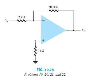 Calculate the total offset voltage for the circuit of Fig. 10.75 for an op-amp with specified values of input offset voltage VIO = 6 mV and input offset current IIO = 120 nA.
