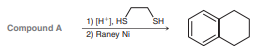 Compound A has the molecular formula C10H10O and exhibits a strong signal at 1720 cm−1 in its IR spectrum. Treatment with 1,2-ethanedithiol followed by Raney nickel affords the product shown. Identify the structure of compound A.