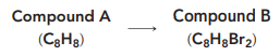Compound A is an aromatic compound with the molecular formula C8H8. When treated with excess Br2, compound A is converted into compound B, with the molecular formula C8H8Br2. Identify the structures of compounds A and B.