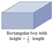 Consider the closed rectangular box in Exercise 4. Write an expression for the surface area. Write an equation expressing the fact that the volume is 10 cubic feet.