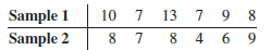 Consider the following data for two independent random samples taken from two
normal populations.
a. Compute the two sample means.
b. Compute the two sample standard deviations.
c. What is the point estimate of the difference between the two population means?
d. What is the 90% confidence interval estimate of the difference between the two population means?