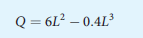 Consider the following short-run production function (where L = variable input, Q = output):
a. Determine the marginal product function (MPL).
b. Determine the average product function (APL).
c. Find the value of L that maximizes Q.
d. Find the value of L at which the marginal product function takes on its maximum value.
e. Find the value of L at which the average product function takes on its maximum value.