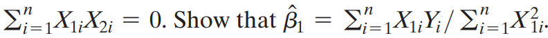 Consider the regression model
Yi = 1X1i + 2X2i + ui
for i = 1, ……, n. Following analysis
a. Specify the least squares function that is minimized by OLS.
b. Compute the partial derivatives of the objective function with respect to b1 and b2.
c. Suppose that
d. Suppose that
Derive an expression for n1 as a function of the data (Yi, X1i, X2i), i = 1, ……, n.
e. Suppose that the model includes an intercept:
Show that the least squares estimators satisfy
f. As in (e), suppose that the model contains an intercept. Also suppose that
Show that
How does this compare to the OLS estimator of b1 from the regression that omits X2?