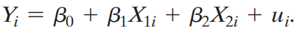 Consider the regression model
Yi = 1X1i + 2X2i + ui
for i = 1, ……, n. Following analysis
a. Specify the least squares function that is minimized by OLS.
b. Compute the partial derivatives of the objective function with respect to b1 and b2.
c. Suppose that
d. Suppose that
Derive an expression for n1 as a function of the data (Yi, X1i, X2i), i = 1, ……, n.
e. Suppose that the model includes an intercept:
Show that the least squares estimators satisfy
f. As in (e), suppose that the model contains an intercept. Also suppose that
Show that
How does this compare to the OLS estimator of b1 from the regression that omits X2?