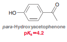 Consider the structure of para-hydroxyacetophenone, which has a pKa value in the same range as a carboxylic acid, despite the fact that it lacks a COOH group. Offer an explanation for the acidity of para-hydroxyacetophenone.