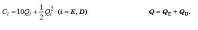 Demand for light bulbs can be characterized by Q = 100 – P, where Q is in millions of boxes of lights sold and P is the price per box. There are two producers of lights, Everglow and Dimlit. They have identical cost functions:
a. Unable to recognize the potential for collusion, the two firms act as short-run perfect competitors. What are the equilibrium values of QE, QD, and P? What are each firm’s profits?
b. Top management in both firms is replaced. Each new manager independently recognizes the oligopolistic nature of the light bulb industry and plays Cournot. What are the equilibrium values of QE, QD, and P? What are each firm’s profits?
c. Suppose the Everglow manager guesses correctly that Dimlit is playing Cournot, so Everglow plays Stackelberg. What are the equilibrium values of QE, QD, and P? What are each firm’s profits?
d. If the managers of the two companies collude, what are the equilibrium values of QE, QD, and P? What are each firm’s profits?