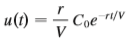Dialysis treatment removes urea and other waste products from a patient’s blood by diverting some of the blood flow externally through a machine called a dialyzer. The rate at which urea is removed from the blood (in mg/min) is often well described by the equation
where r is the rate of flow of blood through the dialyzer (in mL/min), V is the volume of the patient’s blood (in mL), and C0 is the amount of urea in the blood (in mg) at time t = 0. Evaluate the integral /