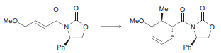 Diastereoselective transformations, including the one shown below, have been developed during efforts toward the syntheses of antifungal and antibacterial natural products. Disregarding stereochemistry, propose an efficient synthesis for this transformation.