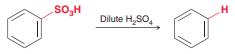 Draw a mechanism for the following reaction. Hint: This reaction is the reverse of sulfonation, so you should read the sulfonation mechanism backward. Your mechanism should involve a sigma complex (positively charged).