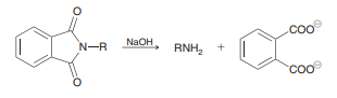 Draw a mechanism for the last step of the Gabriel synthesis, performed under basic conditions.