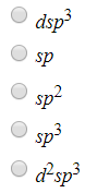 Draw the Lewis structure for KrF4 and answer the following question.
What is the hybridization on the central atom?