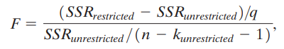 Equations (7.13) and (7.14) show two formulas for the homoskedasticity-only F-statistic. Show that the two formulas are equivalent.
Data from Equation 7.13:
Data from Equation 7.14: