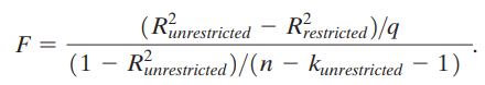 Equations (7.13) and (7.14) show two formulas for the homoskedasticity-only F-statistic. Show that the two formulas are equivalent.
Data from Equation 7.13:
Data from Equation 7.14: