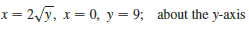 Find the volume of the solid obtained by rotating the region bounded by the given curves about the specified line. Sketch the region, the solid, and a typical disk or washer.