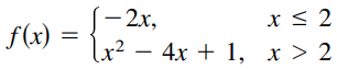 Find the x-values (if any) at which f is not continuous. Which of the discontinuities are removable?