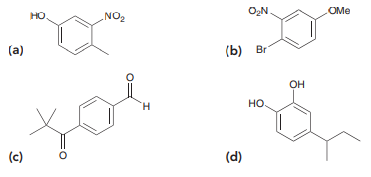 For each of the following compounds, determine the position that is most likely to be the site of an electrophilic aromatic substitution reaction: