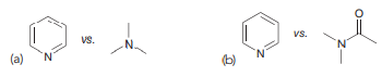 For each pair of compounds, identify the stronger base.