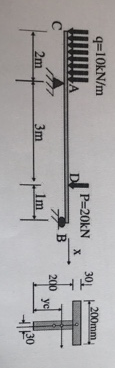For the beam and loading shown determine
a. the moment and shear force diagrams.
b. the maximum normal stress and shearing stress.