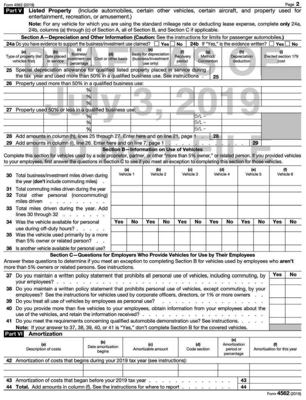 Go to the IRS website (www.irs.gov) and assuming bonus depreciation is used, redo Problem 11, using the most recent interactive Form 4562, Depreciation and Amortization.
Data from Problem 11:
During 2019, Pepe Guardio purchases the following property for use in his calendar year-end manufacturing business:
Pepe uses the accelerated depreciation method under MACRS, if available, and does not make the election to expense or take bonus depreciation. Use Form 4562 to report Pepe’s depreciation expense for 2019.