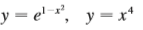 Graph the region between the curves and use your calculator to compute the area correct to five decimal places.