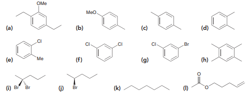 Identify the number of signals expected in the 1 H NMR spectrum of each of the following compounds:
