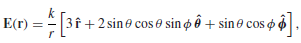 If the electric field in some region is given (in spherical coordinates) by the expression
for some constant k, what is the charge density?
/