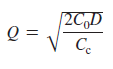 In Chapter 16, the formula for the optimal order quantity of an item, Q, given its demand, D, ordering cost, Co, and the cost of holding, or carrying, an item in inventory, Cc, is as follows:
The total inventory cost formula is
Ordering cost, Co, and carrying cost, Cc, are generally values that the company is often able to determine with certainty because they are internal costs, whereas demand, D, is usually not known with certainty because it is external to the company. However, in the order quantity for- mula given here, demand is treated as if it were certain. To consider the uncertainty of demand, it must be simulated.
Using Crystal Ball, simulate the preceding formulas for Q and TC to determine their average values for an item, with Co = +150, Cc = +0.75, and demand, D, that is normally distributed with a mean of 10,000 and a standard deviation of 4,000.