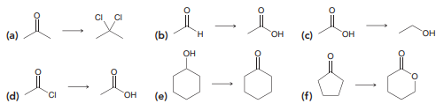 In each of the following transformations, identify whether the starting material has been oxidized, reduced, or neither. Try to determine the answer without calculating oxidation states and then use the calculations to see if your intuition was correct.