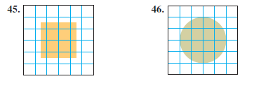 In Exercises 45 and 46, if each square represents one square unit, estimate the area of the shaded figure in square units.