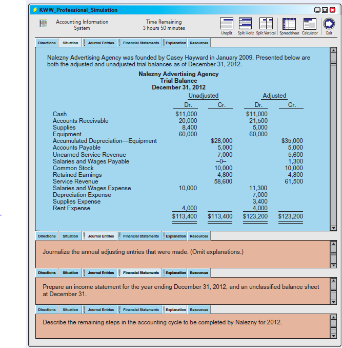 In this simulation, you are asked to address questions regarding the accounting information system. Prepare responses to all parts.