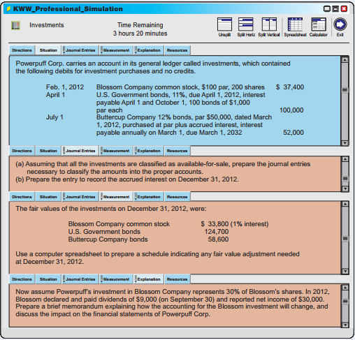 In this simulation, you are asked to address questions related to investments. Prepare responses to all parts.