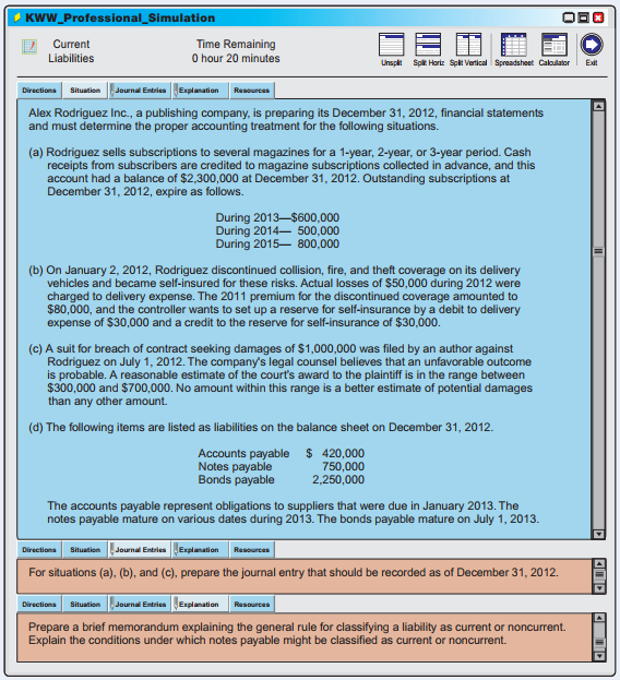 In this simulation, you are asked to address questions related to the accounting for current liabilities. Prepare responses to all parts.