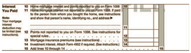 Ken paid the following amounts for interest during 2016:
Qualified interest on home mortgage………………………………$4,800
Auto loan interest……………………………………………………………...850
“Points” on the mortgage for acquisition of his…………………...400
personal residence
Service charges on his checking account……………………...........40
Mastercard interest…………………………………………………………...300
Calculate Ken’s itemized deduction for interest on the following portion of Schedule A.