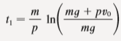 Let t1 be the time that the ball takes to reach its maximum height. Show that
Find this time for a ball with mass 1 kg and initial velocity 20 m/s. Assume the air resistance is /