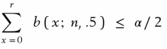 Let X1 , … , Xn, be a random sample from a continuous population whose median is denoted by M. For testing H0 : M = M0, we can use the sign test statistic S = No. of Xi > M0, i = 1, ... , n. H0 is rejected at level a in favor of H1 : M ≠ M0 if S ≤ r or S ≥ n - r + 1, where r is the largest integer satisfying
If we repeat this test procedure for all possible values of M0 , a 100 (1 - a)% confidence interval for M is then the range of values M0 so that S is in the acceptance region. Ordering the observations from smallest to largest, verify that this confidence interval becomes
( r + 1 ) st smallest to ( r + 1 ) st largest observation
(a) Using the sign test, construct a confidence interval for the population median of the differences A - B, with a level of confidence close to 95%.
(b) Repeat part (a} using Darwin's data.