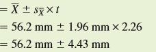 n chapter 14 we reviewed how to calculate the standard error, s _ X, which is an estimate of variation among means of samples drawn from a population. Here, we will use the standard error to calculate a confidence interval. A confidence interval is a range of values within which the true population mean occurs with a particular probability. That probability, which is called the level of confidence, is calculated as 1 minus the significance level, a, which is generally 0.05:
Level of confidence = 1 -
Level of confidence = 1 - 0.05 = 0.95
Using this level of confidence produces what is called a 95% confidence interval that is calculated as follows:
Confidence interval for μ=/
Where
Student’s t table, available in most statistics textbooks, summarizes the values of a statistical distribution known as the Student’s t distribution. The value of t we use for calculating a confidence interval is determined by the degrees of freedom (n - 1) and the significance level, which in this case is = 0.05.
Let’s calculate a 95% confidence interval using the body length measurements for the sample of loach minnows, Tiaroga cobitis, that we used to calculate a mean and standard error in chapter 14 (see p. 314):
This sample of body lengths included measurements of 10 fish (n = 10) and so the degrees of freedom for this sample (n = 1) is 9. Using a significance level of 0.05 and degrees of freedom of 9, we find that the critical value of t from a Student’s t table is 2.26 (table A.1, p. 529, of Appendix A). Therefore, the 95% confidence interval calculated from this sample is: Confidence interval for μ
Figure 1:
With this confidence interval, we can say that there is a 95% probability that the true mean body length in this population of loach minnows is somewhere between 60.63 mm (56.2 mm + 4.43 mm) and 51.77 mm (56.2 mm - 4.43 mm).
This is shown graphically in figure 1 , along with the mean and 95% confidence interval for the sample of loach minnows from the Gila River that we first considered in chapter 14 (p. 314). Notice that the 95% confidence interval for the Gila River sample is much smaller. This smaller confidence interval is the result of the larger sample size from the Gila River (n = 50), which produced a smaller standard error (sX = 0.88) and a smaller critical t value (2.01), since the degrees of freedom is 49. As a consequence of having a larger sample, our estimate of the true population mean has been narrowed to a much smaller range for the Gila River population of loach minnows
1. What is the 95% confidence interval for the Gila River sample of loach minnows?
2. What value of t would you use from table A.1 for calculating a 95% confidence interval, if your sample size was 18 and your significance level was a 5 0.05?
Table A.1:
Continue to next pages….