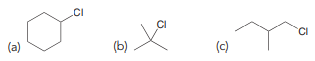 Predict the expected product(s) when benzene is treated with each of the following alkyl halides in the presence of AlCl3. In each case, assume conditions have been controlled to favor monoalkylation.