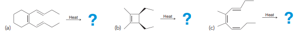 Predict the major product(s) for each of the following thermal electrocyclic reactions: