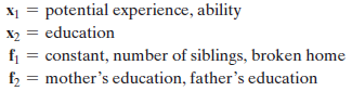 Several applications in this and previous chapters have examined the returns to education in panel data sets. Specifically, we applied Hausman and Taylor’s approach in Examples 11.17 and 11.18. Example 11.18 used Cornwell and Rupert’s data for the analysis. Koop and Tobias’s (2004) study that we used in Chapters 3 and 5 provides yet another application that we can use to continue this analysis. The data may be downloaded from the Journal of Applied Econometrics data archive at http://qed.econ.queensu.ca/jae/2004-vl9.7/koop-tobias/. The data file is in two parts. The first file contains the full panel of 17,919 observations on variables:
Columns 2 through 5 contain time-varying variables. The second part of the data set contains time-invariant variables for the 2,178 households. These are:
To create the data set for this exercise, it is necessary to merge these two data files. The ith observation in the second file will be replicated Ti times for the set of Ti observations in the first file. The person id variable indicates which rows must contain the data from the second file. (How this preparation is carried out will vary from one computer package to another.) The panel is quite unbalanced; the number of observations by group size is:
Value of Ti
a. Using these data, fit fixed and random effects models for log wage and examine the result for the return to education.
b. For a Hausman–Taylor specification, consider the following:
Based on this specification, what is the estimated return to education? (Note: you may need the average value of 1/Ti for your calculations. This is 0.1854.)
c. It might seem natural to include ability with education in x2. What becomes of the Hausman and Taylor estimator if you do so?
d. Using a different specification, compute an estimate of the return to education using the instrumental variables method.
e. Compare your results in parts b and d to the results in Examples 11.17 and 11.18. The estimated return to education is surprisingly stable.