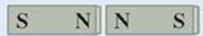 Sketch some magnetic field lines for two identical bar magnets in the given configuration. Be sure to show field lines inside the magnets as well as outside.