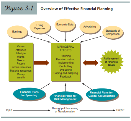 Summarize the content in Figure 3-1, the overview of effective personal financial planning.
Figure 3-1: