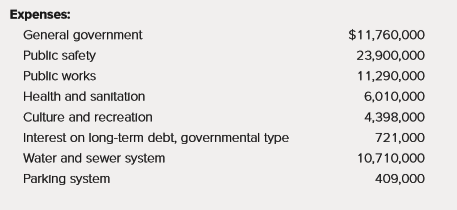 The following information is available for the preparation of the government wide financial statements for the City of Northern Pines for the year ended June 30, 2017:
/
From the previous information, prepare, in good form, a Statement of Activities for the City of Northern Pines for the year ended June 30, 2017. Northern Pines has no component units.