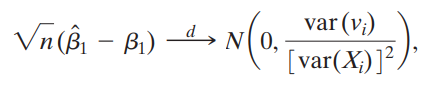 This exercise fills in the details of the derivation of the asymptotic distribution of b^1 given in Appendix 4.3.
a. Use Equation (18.19) to derive the expression
Where vi = (Xi - mX) ui.
b. Use the central limit theorem, the law of large numbers, and Slutsky’s theorem to show that the final term in the equation converges in probability to 0.
c. Use the Cauchy–Schwarz inequality and the third least squares assumption in Key Concept 18.1 to prove that var (vi) < ∞. Does the term
Satisfy the central limit theorem?
d. Apply the central limit theorem and Slutsky’s theorem to obtain the result in Equation (18.12).
Data from Equation 18.19:
Data from Equation 18.12:
